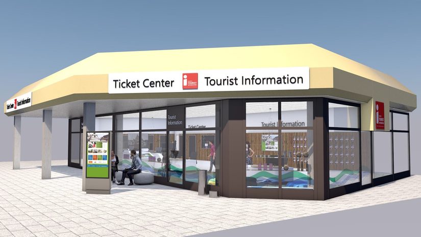 Entwurf der neuen Tourist Information mit Ticket Center am Königsplatz