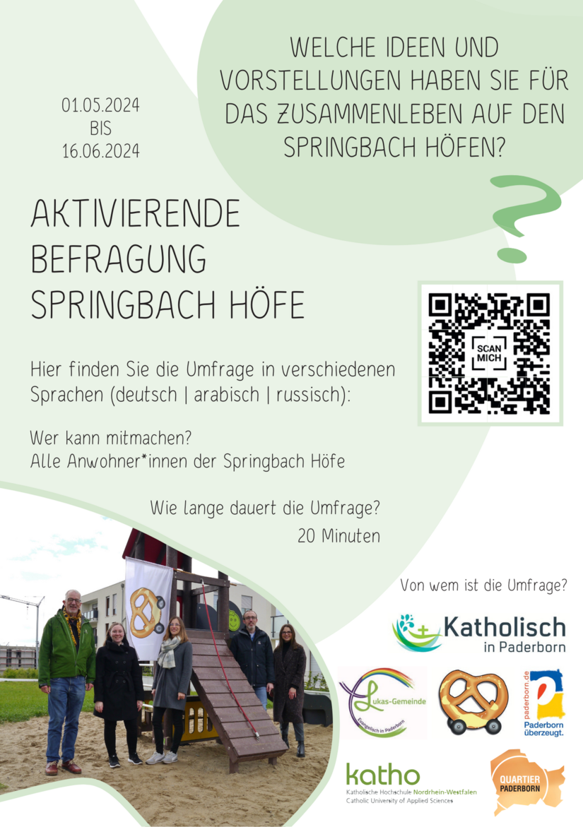 Zu sehen ist der Flyer der aktivierenden Befragung in dem Wohnquartier Springbach Höfe