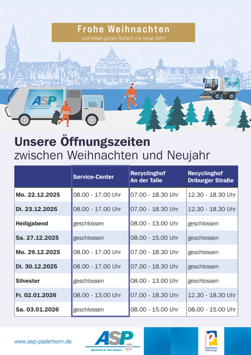 Öffnungszeiten Jahreswechsel