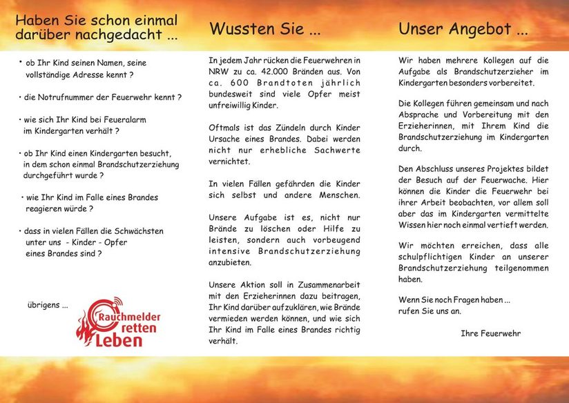 Flyer Brandschutzerziehung Teil 2