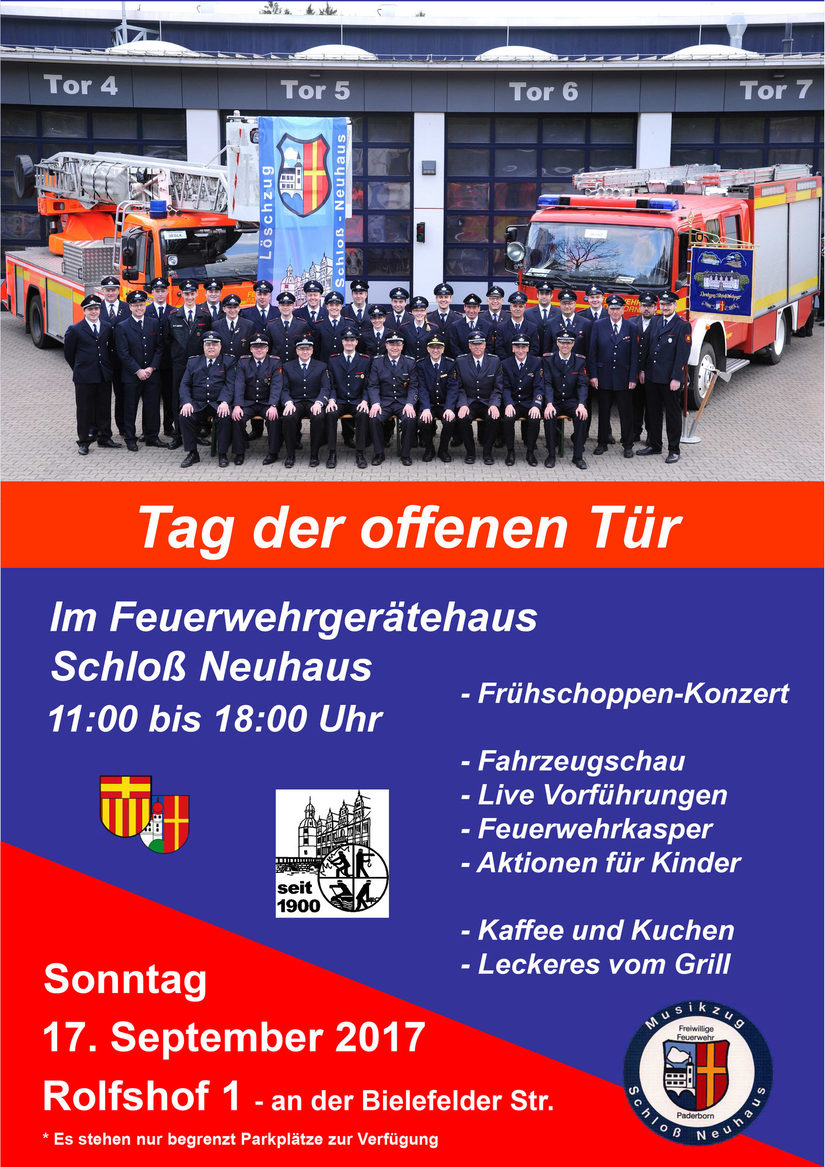 Plakat Löschzug Schloss Neuhaus Tag der offenen Tür