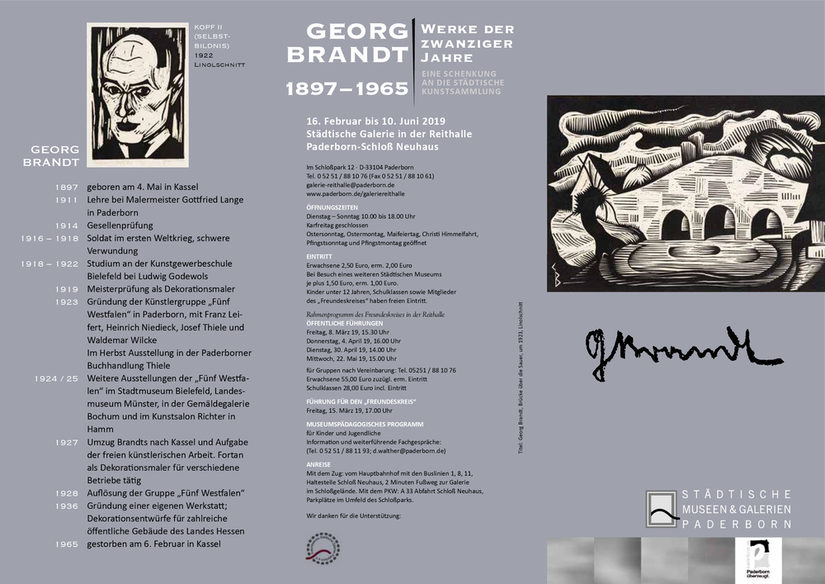 Programmflyer der Ausstellung Georg Brandt.