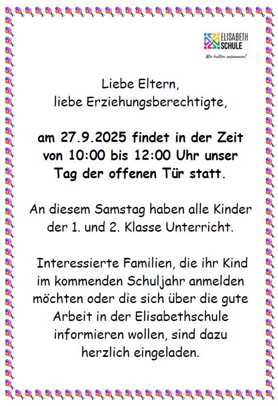 Plakat zum Tag der offenen Tür