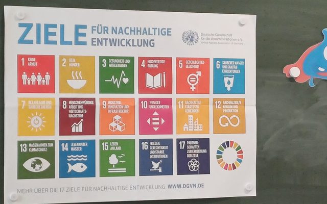 Plakat mit den Zielen zur nachhaltigen Entwicklung