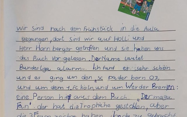 Text eines Kindes über den Vorlesetag.