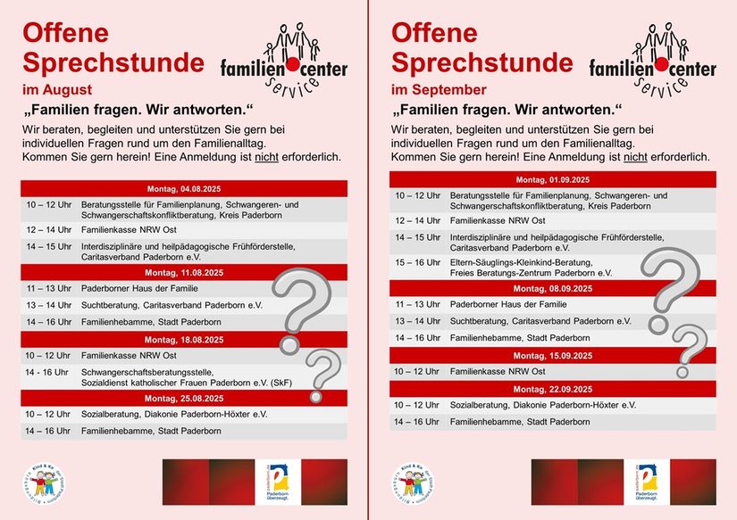 Zeitplan Offene Sprechstunde August und September 2025