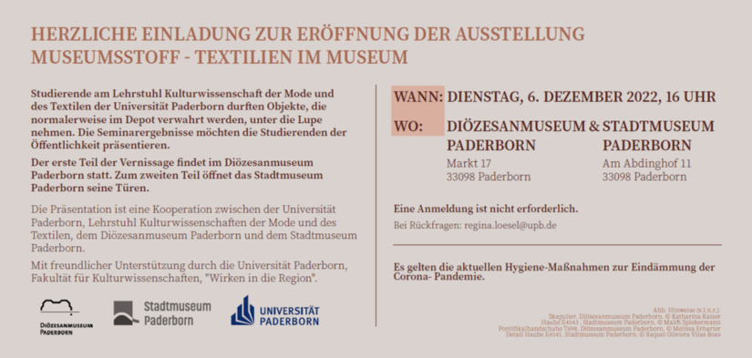 Rückseite der Ausstellungseinladung mit den schriftlichen Informationen zur Eröffnung.