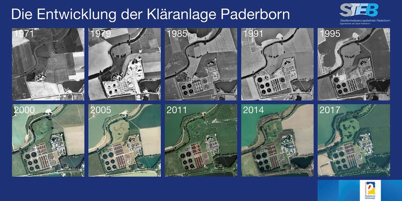 Kläranlage Paderborn - Luftbildvergleich 1971-2017