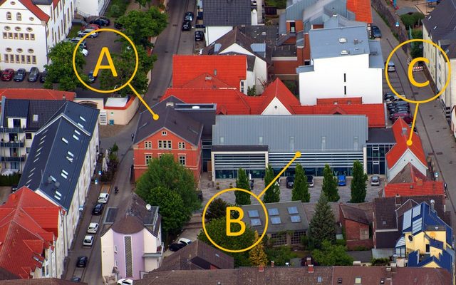 Luftbild vhs am Stadelhof