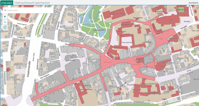 Karte der gesperrten Zufahrtsbereiche
