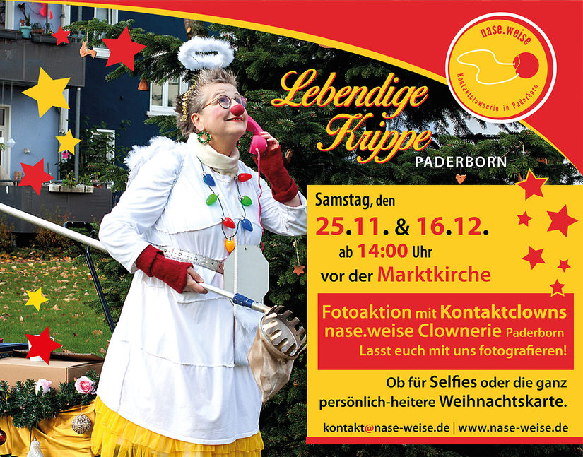 Am 25.11 und 16.12 ab 14 Uhr findet vor der Marktkirche eine Fotoaktion mit Clowns statt