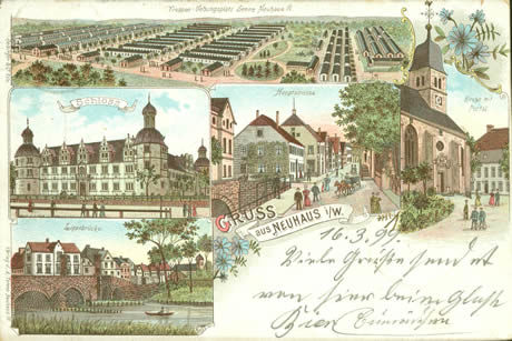 Ansichtskarte von Schloß Neuhaus aus dem Jahr 1899