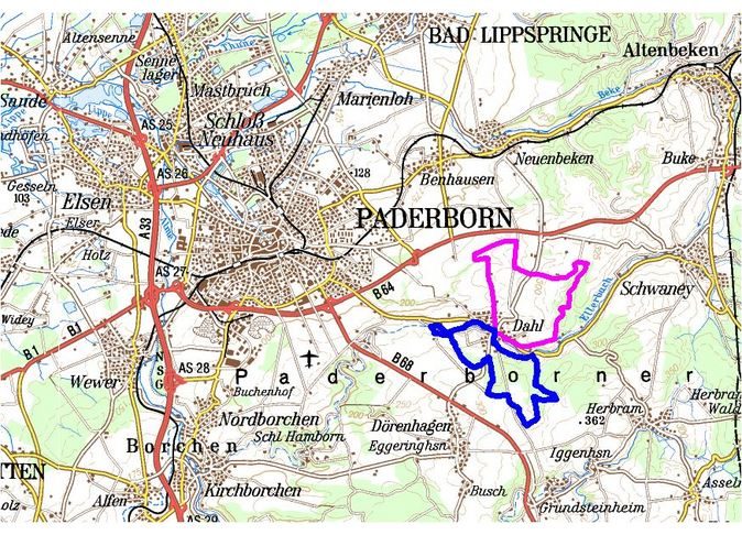 Lageskizze Paderborner Karstrundweg