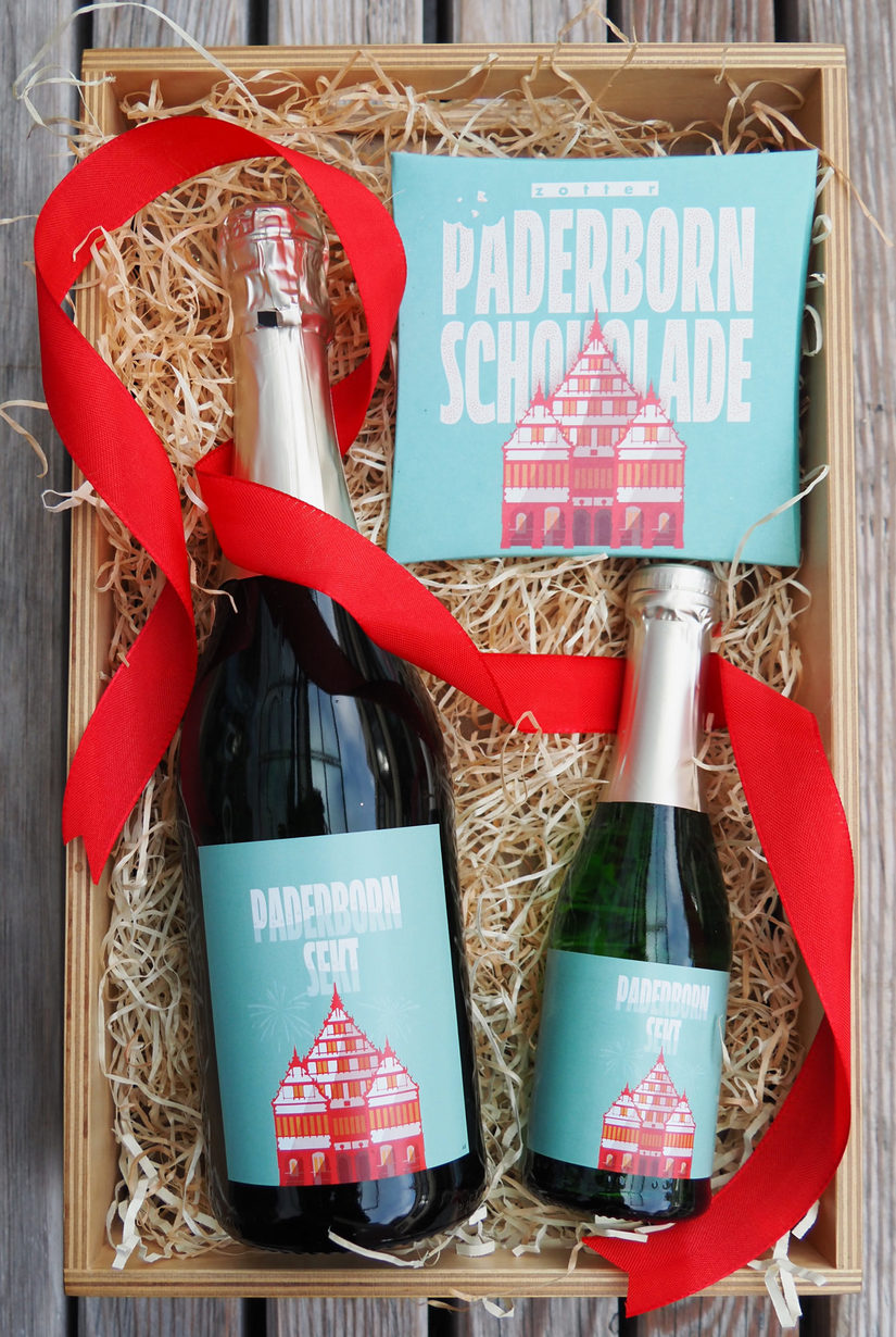 Paderborn-Sekt, Piccolo und Tafel Paderborn-Schokolade