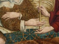 Teil eines alten Bildes auf dem Hände zu sehen sind