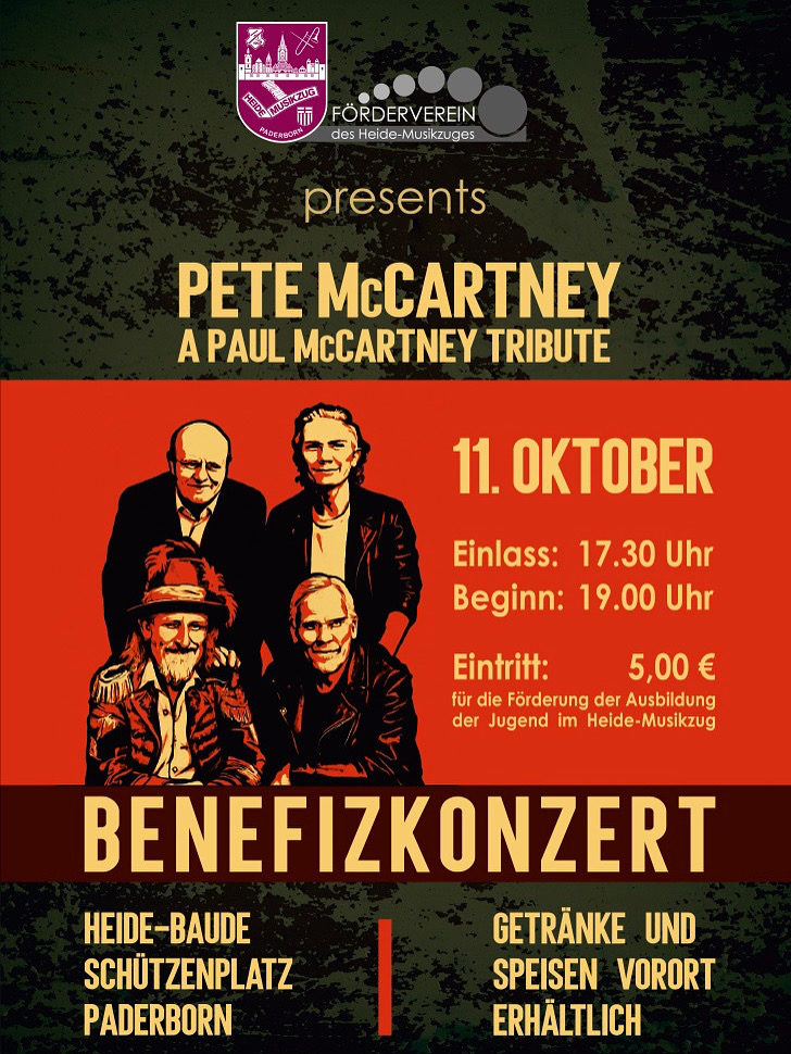 Die Band PETE McCARTNEY gibt ein Paul McCartney Tribute Benefiz-Konzert