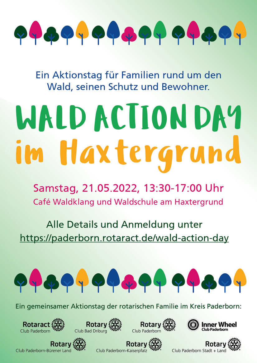 Einladungsflyer Wald Action Day, Waldaktionstag, Mai, Rotaract, Rotary, Inner Wheel